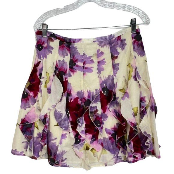 NWT Ann Taylor Loft SZ 6 Floral Mini Pleated Ruffle Skirt - Picture 2 of 5